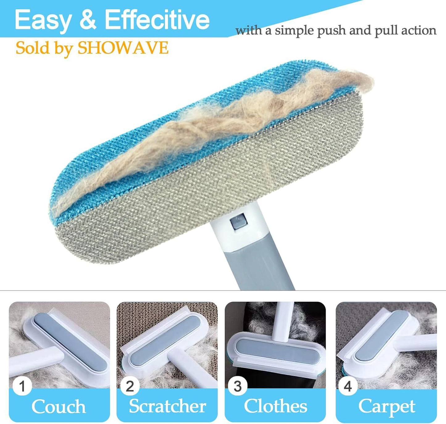 Pet Hair Removal Tool, Dog and Cat Hair Remover for Couch Carpet Furniture, 4 In