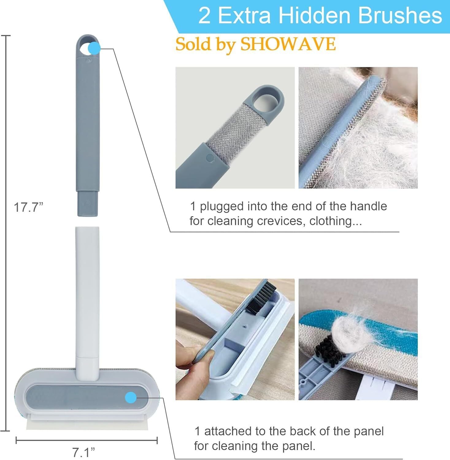 Pet Hair Removal Tool, Dog and Cat Hair Remover for Couch Carpet Furniture, 4 In